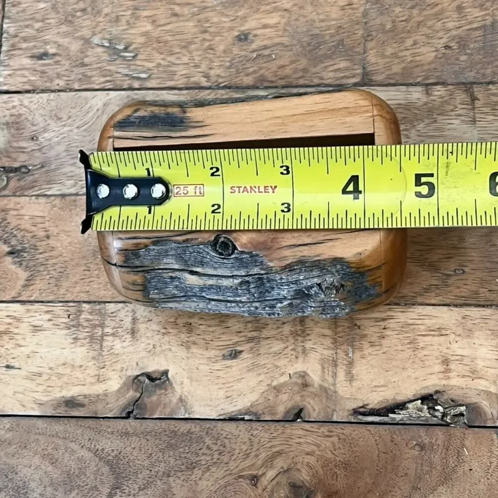 Vintage Handmade Live-edge Wooden Business Card Holder 4.5